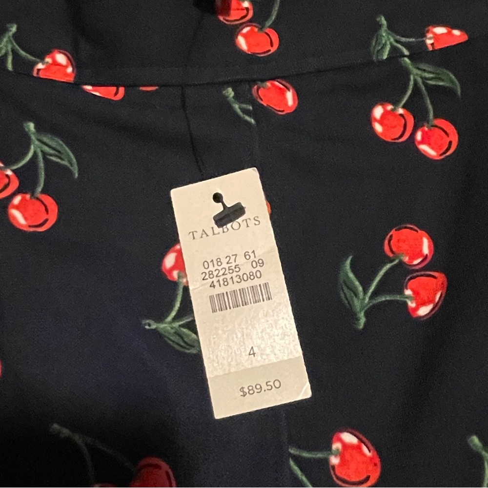 Talbots Navy Flouncy Skirt with Cherry Pattern NWT - Picture 2 of 3